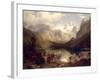 An Extensive Alpine Lake Landscape, 1862-Augustus Wilhelm Leu-Framed Giclee Print