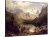 An Extensive Alpine Lake Landscape, 1862-Augustus Wilhelm Leu-Stretched Canvas