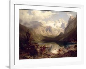 An Extensive Alpine Lake Landscape, 1862-Augustus Wilhelm Leu-Framed Giclee Print