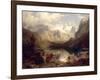 An Extensive Alpine Lake Landscape, 1862-Augustus Wilhelm Leu-Framed Giclee Print