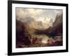 An Extensive Alpine Lake Landscape, 1862-Augustus Wilhelm Leu-Framed Giclee Print