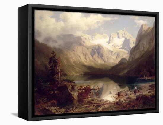 An Extensive Alpine Lake Landscape, 1862-Augustus Wilhelm Leu-Framed Stretched Canvas