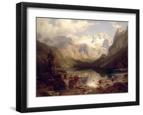 An Extensive Alpine Lake Landscape, 1862-Augustus Wilhelm Leu-Framed Giclee Print