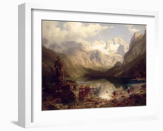 An Extensive Alpine Lake Landscape, 1862-Augustus Wilhelm Leu-Framed Giclee Print