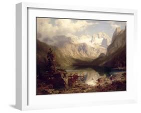 An Extensive Alpine Lake Landscape, 1862-Augustus Wilhelm Leu-Framed Giclee Print