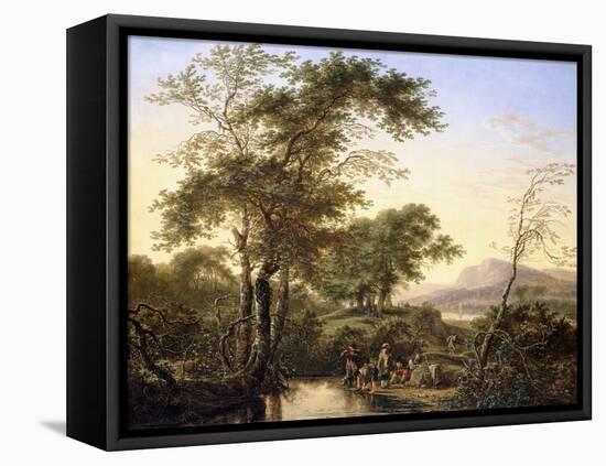 An Extensive Italianate River Landscape with Travellers by a Pool, 1646-Herman the Younger Saftleven-Framed Stretched Canvas