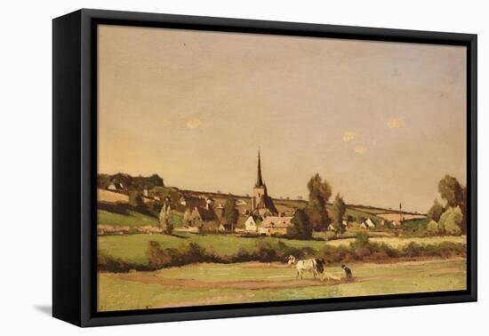 An Extensive Landscape with a Ploughman and a Village Beyond, 1887-Henri-Joseph Harpignies-Framed Stretched Canvas