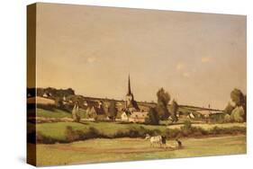 An Extensive Landscape with a Ploughman and a Village Beyond, 1887-Henri-Joseph Harpignies-Stretched Canvas