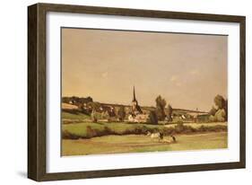 An Extensive Landscape with a Ploughman and a Village Beyond-Henri-Joseph Harpignies-Framed Giclee Print