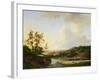 An Extensive Landscape with Figures and Cattle by a River, a Town Beyond, 1845-Marinus Adrianus Koekkoek-Framed Giclee Print