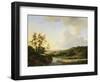 An Extensive Landscape with Figures and Cattle by a River, a Town Beyond, 1845-Marinus Adrianus Koekkoek-Framed Giclee Print