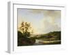 An Extensive Landscape with Figures and Cattle by a River, a Town Beyond, 1845-Marinus Adrianus Koekkoek-Framed Giclee Print