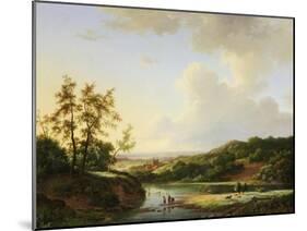 An Extensive Landscape with Figures and Cattle by a River, a Town Beyond, 1845-Marinus Adrianus Koekkoek-Mounted Giclee Print
