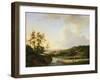 An Extensive Landscape with Figures and Cattle by a River, a Town Beyond, 1845-Marinus Adrianus Koekkoek-Framed Giclee Print