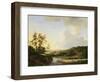 An Extensive Landscape with Figures and Cattle by a River, a Town Beyond, 1845-Marinus Adrianus Koekkoek-Framed Giclee Print