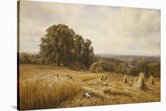 An Extensive Landscape with Harvesters, 1873-Edmund George Warren-Stretched Canvas