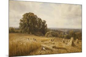 An Extensive Landscape with Harvesters-Edmund George Warren-Mounted Giclee Print