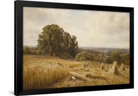 An Extensive Landscape with Harvesters-Edmund George Warren-Framed Giclee Print