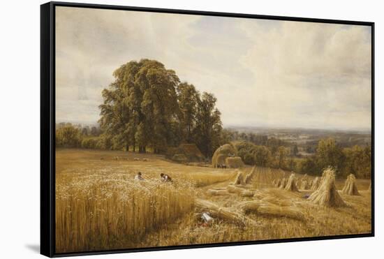 An Extensive Landscape with Harvesters-Edmund George Warren-Framed Stretched Canvas