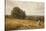 An Extensive Landscape with Harvesters-Edmund George Warren-Stretched Canvas