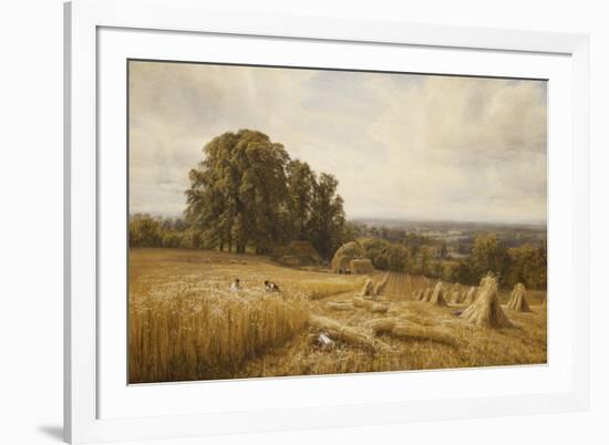 An Extensive Landscape with Harvesters-Edmund George Warren-Framed Premium Giclee Print