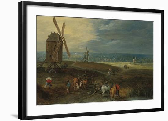 An Extensive Landscape With Travellers Before A Windmill-Pieter Brueghel the Younger-Framed Premium Giclee Print