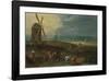 An Extensive Landscape With Travellers Before A Windmill-Pieter Brueghel the Younger-Framed Premium Giclee Print