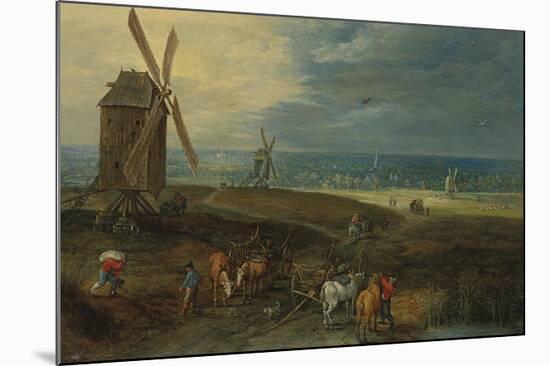 An Extensive Landscape With Travellers Before A Windmill-Pieter Brueghel the Younger-Mounted Premium Giclee Print