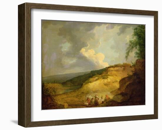 An Extensive Mountainous Landscape with a Gypsy Encampment in the Foreground-George Morland-Framed Giclee Print