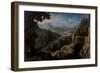 An Extensive Mountainous River Landscape with the Reconciliation of Jacob and Laban, a Fortified To-Tobias Verhaecht-Framed Giclee Print