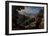 An Extensive Mountainous River Landscape with the Reconciliation of Jacob and Laban, a Fortified To-Tobias Verhaecht-Framed Giclee Print