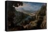 An Extensive Mountainous River Landscape with the Reconciliation of Jacob and Laban, a Fortified To-Tobias Verhaecht-Stretched Canvas