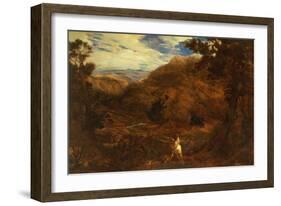 An Extensive Mountainous Wooded Landscape with David and the Lion, 1850-John Linnell-Framed Giclee Print