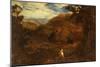 An Extensive Mountainous Wooded Landscape with David and the Lion, 1850-John Linnell-Mounted Giclee Print