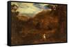 An Extensive Mountainous Wooded Landscape with David and the Lion, 1850-John Linnell-Framed Stretched Canvas