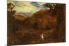 An Extensive Mountainous Wooded Landscape with David and the Lion, 1850-John Linnell-Mounted Giclee Print
