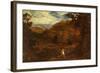 An Extensive Mountainous Wooded Landscape with David and the Lion, 1850-John Linnell-Framed Giclee Print