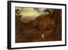 An Extensive Mountainous Wooded Landscape with David and the Lion, 1850-John Linnell-Framed Giclee Print