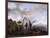 An Extensive River Landscape with Soldiers and a Standard Bearer Watering their Horses-Philips Wouwermans-Framed Giclee Print