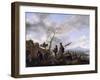 An Extensive River Landscape with Soldiers and a Standard Bearer Watering their Horses-Philips Wouwermans-Framed Giclee Print