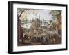 An Extensive Townscape with Figures Dancing-null-Framed Giclee Print