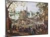 An Extensive Townscape with Figures Dancing-null-Mounted Giclee Print
