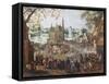 An Extensive Townscape with Figures Dancing-null-Framed Stretched Canvas