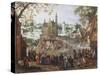 An Extensive Townscape with Figures Dancing-null-Stretched Canvas