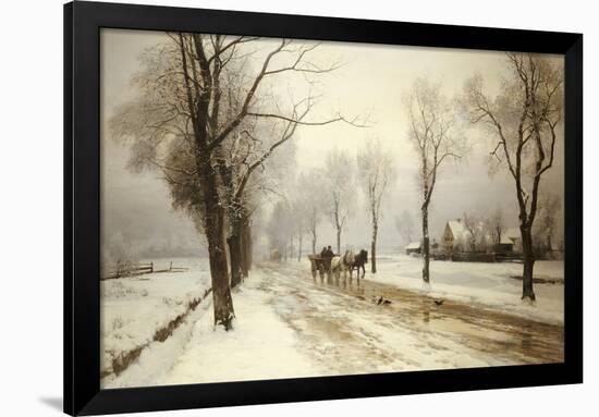 An Extensive Winter Landscape with a Horse and Cart, 1882-Anders Andersen-Lundby-Framed Giclee Print