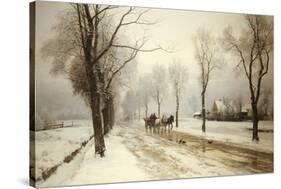 An Extensive Winter Landscape with a Horse and Cart, 1882-Anders Andersen-Lundby-Stretched Canvas