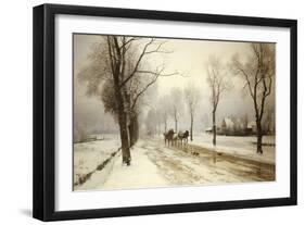 An Extensive Winter Landscape with a Horse and Cart, 1882-Anders Andersen-Lundby-Framed Giclee Print