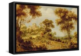 An Extensive Wooded Landscape with Christ on the Road to Emmaus, C.1609-29-Gillis Claesz d'Hondecoeter-Framed Stretched Canvas