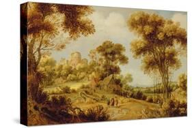 An Extensive Wooded Landscape with Christ on the Road to Emmaus, C.1609-29-Gillis Claesz d'Hondecoeter-Stretched Canvas