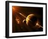 An Extraterrestrial Spacecraft Approaches a World That Lies Between Two Bright Suns-Stocktrek Images-Framed Photographic Print